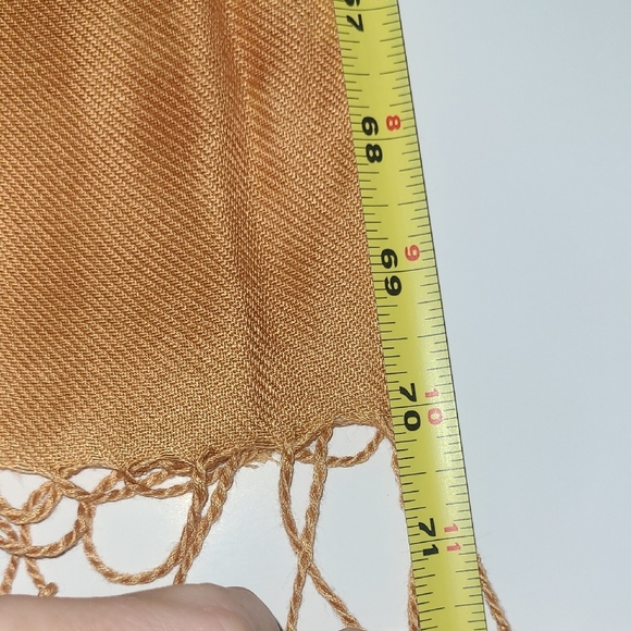 Scarf Wrap Peach Pastel Orange Knotted Fringe Monochrome Claddic Timeless - Picture 3 of 7